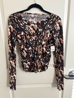 Free People Movement Right On Run Printed Long Sleeve Layer Tortoise Shell Combo